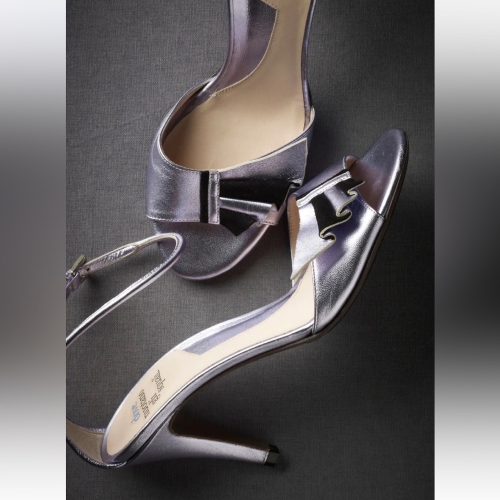 BHLDN Metallic Lavender Open-Toe Slingback Heels